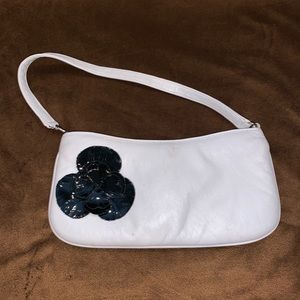 White Shoulder Bag with Flower